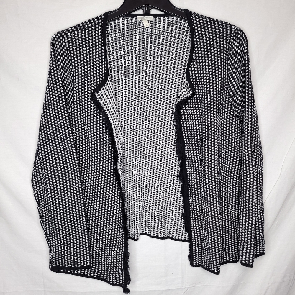 TALBOTS Women's Black/White Open Front Cardigan 1X